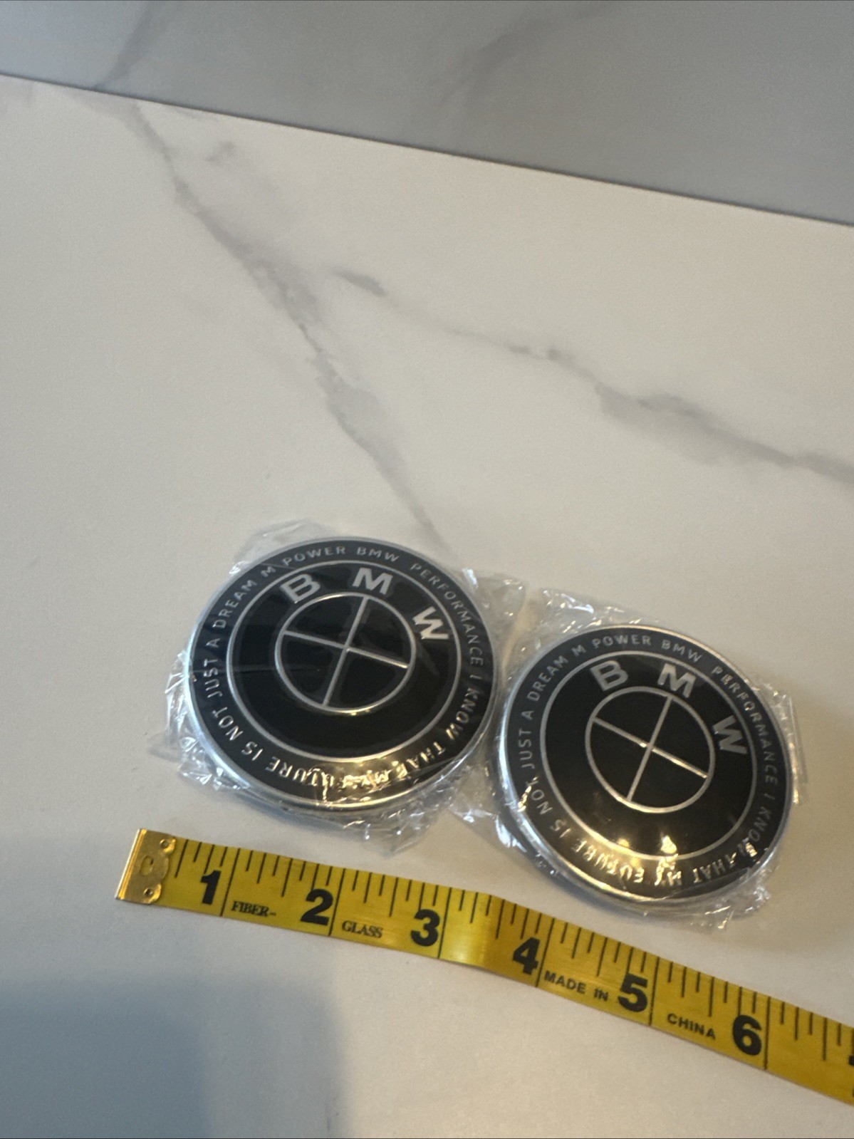 Set Of 2 Front Hood+Rear Trunk BMW Badge Emblem Black With Grommets 3.25” & 3”
