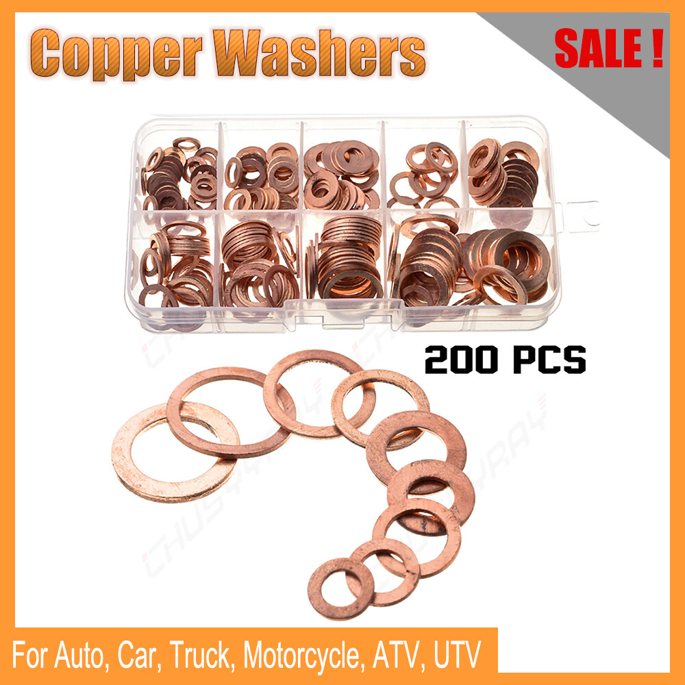 Universal Engine Oil Drain Plug Seal Washers O-Ring Copper Gasket 200Pcs/Set