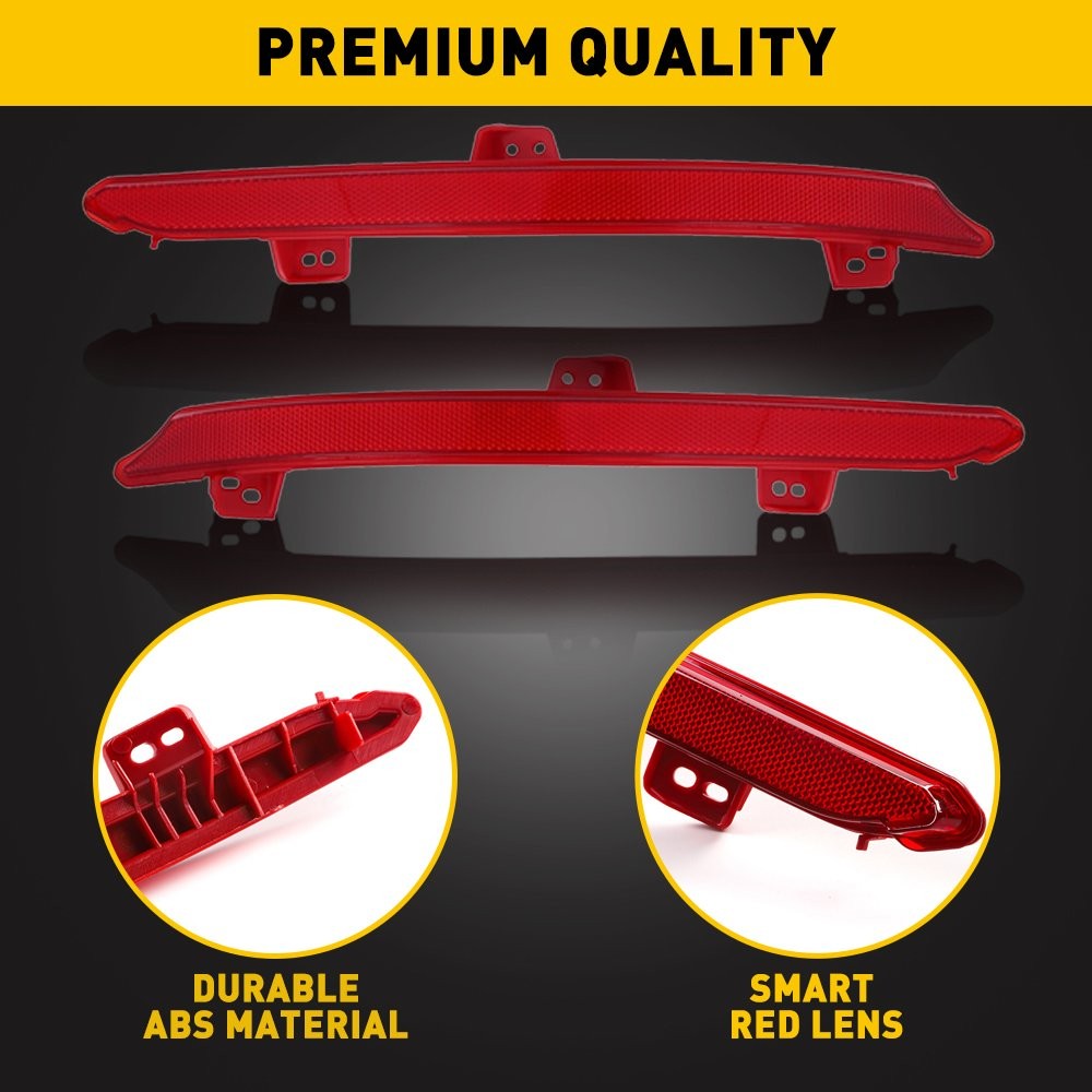 OE-Spec Red Lens Rear Bumper Reflectors Reflex For 2018-2022 Honda Accord Sedan