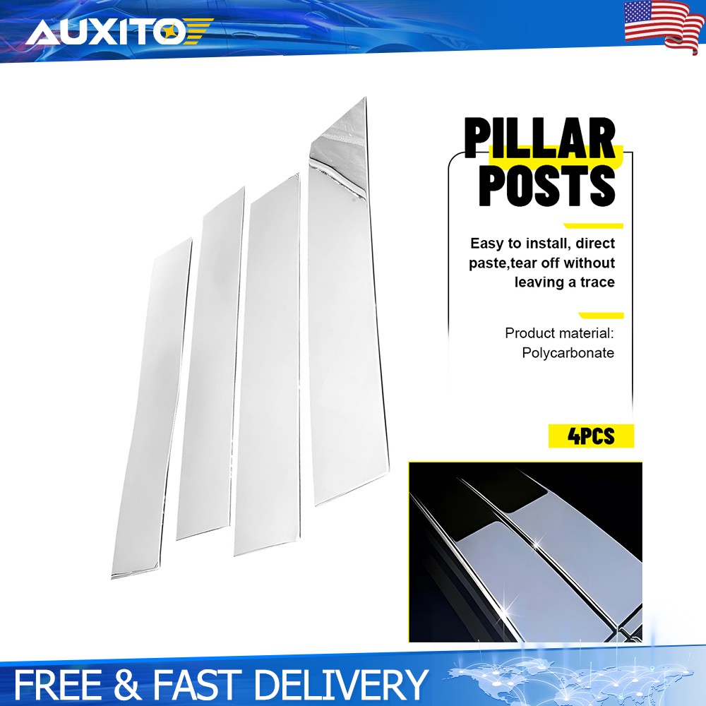 4Pcs Chrome Window Door B Pillar Post Cover Trim For 2015-2021 Ford F150 Super