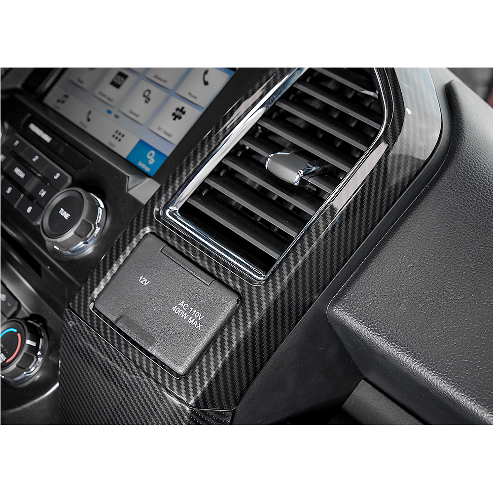 Central Control Decor Panel Cover Frame Trim for Ford F150 15-17 Carbon Fiber A