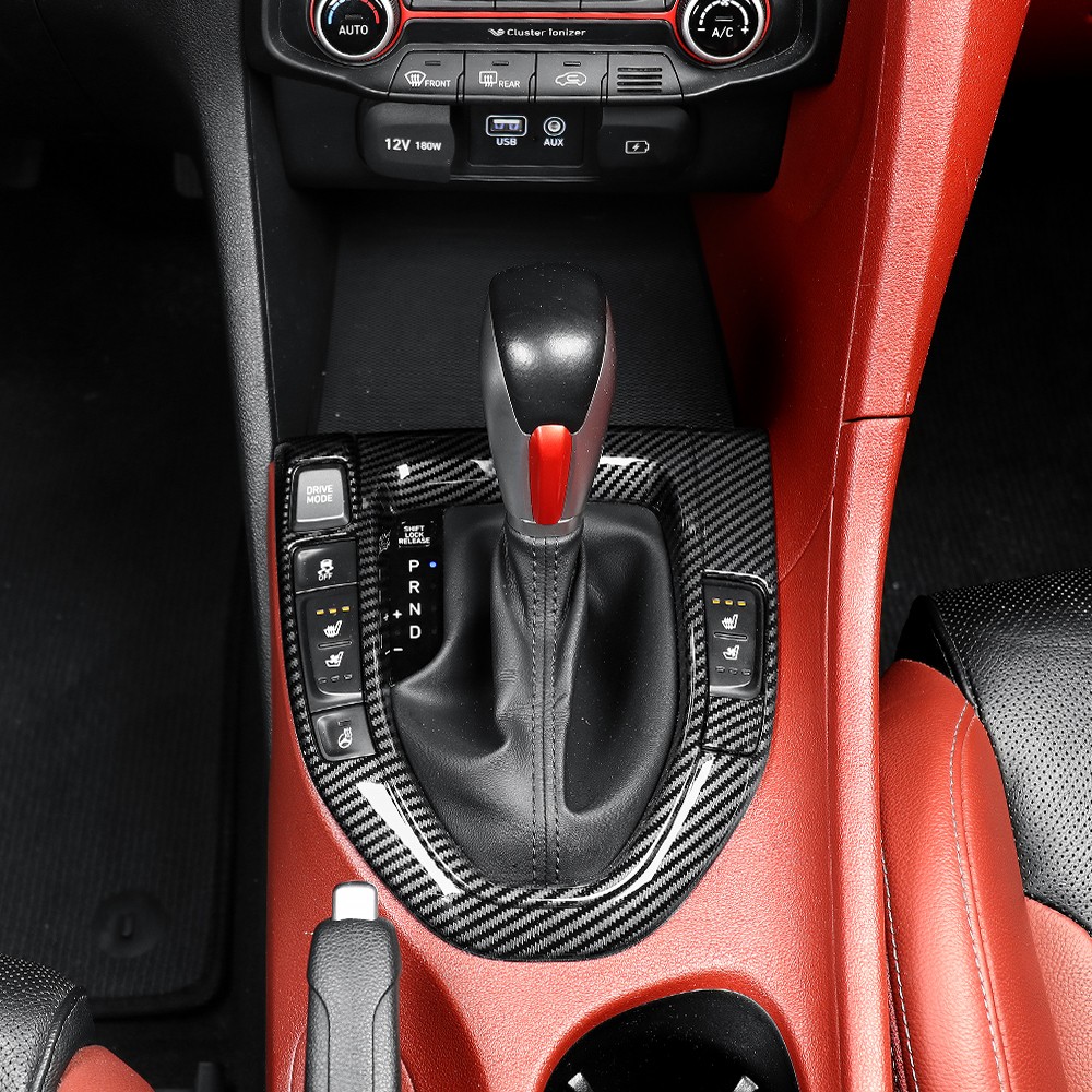 Carbon Center Console Gear Shift Panel Cover Trim For Hyundai Veloster 2019-2022