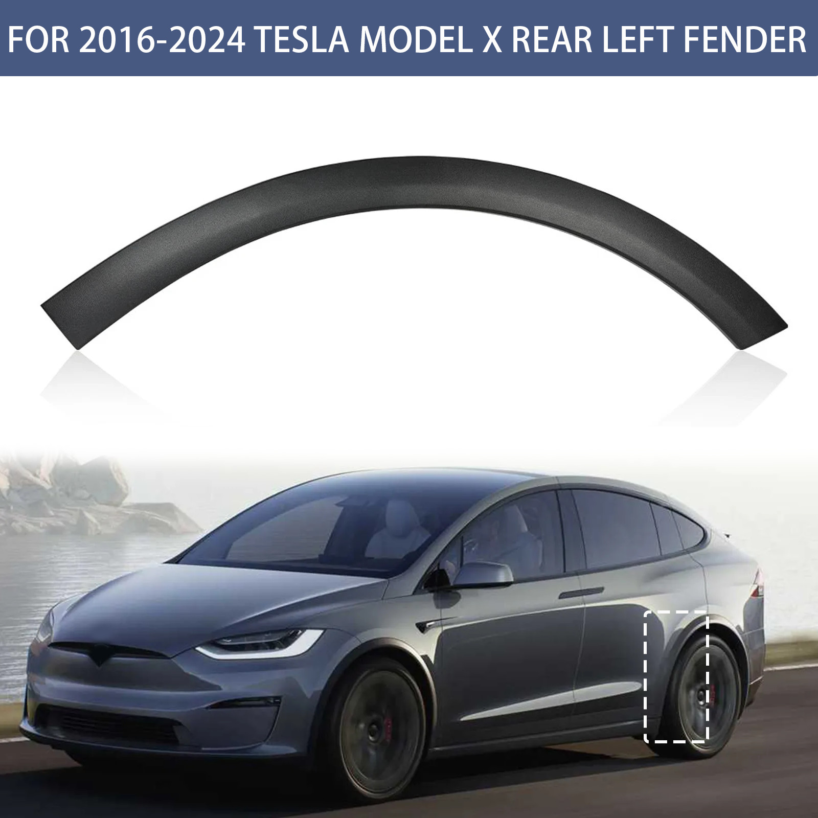 Rear Left Door Wheel Arch Molding Fender Flare For Tesla Model X 2016-2024 2021