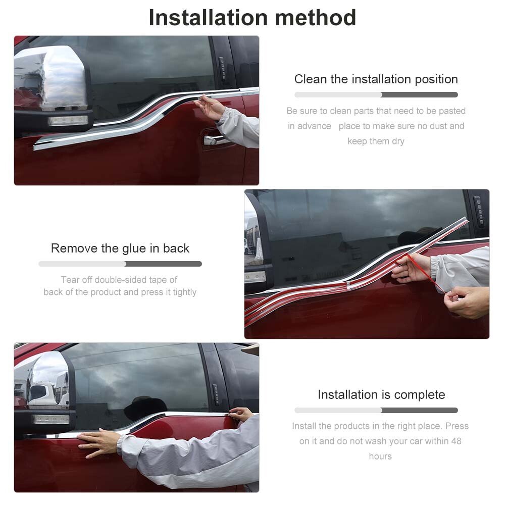 ✅ Chrome Window Bottom Sill Trim Strips Cover Molded 2015-20 For Ford F150 4Door