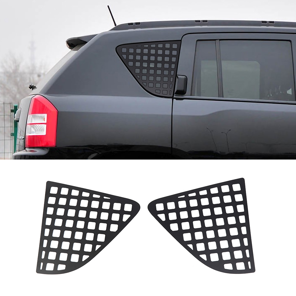 2PCS Rear Window Cover Aluminum Alloy Glass Panel Cover For Jeep Compass 2007-16