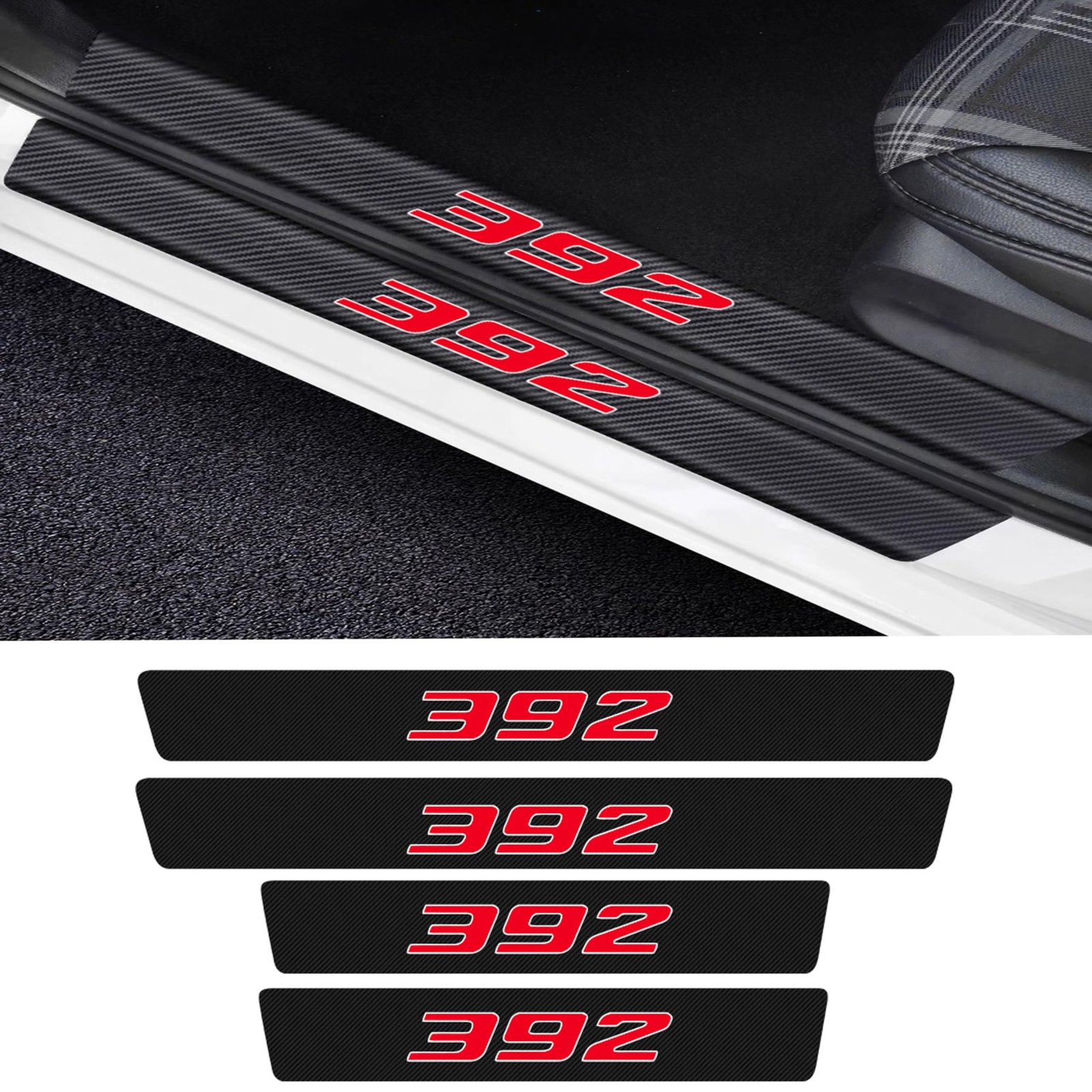 4 Pieces/Set Compatible for Dodge Charger Challenger 392 HEMI Door Sill Black