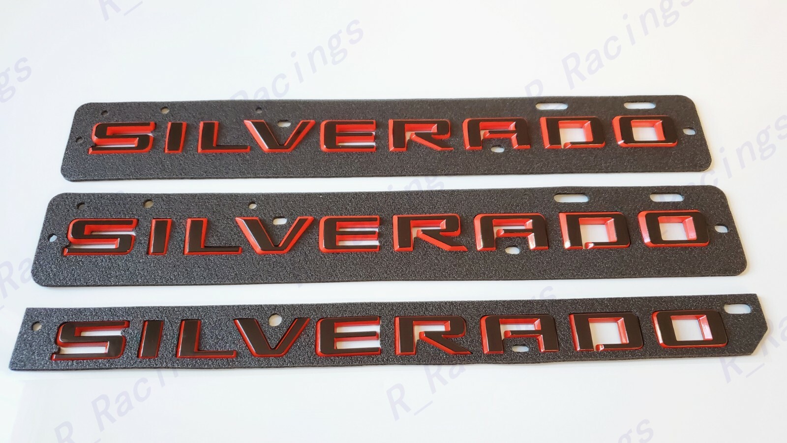 Fender Rear Black Red Silverado Custom Emblem Letters Fit 2019-2023 Silverado
