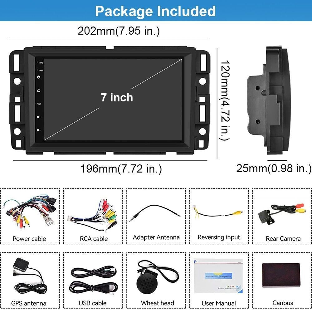 7″ Android 12 Car Stereo Radio GPS For GMC Chevrolet Chevy Yukon Sierra Acadia l