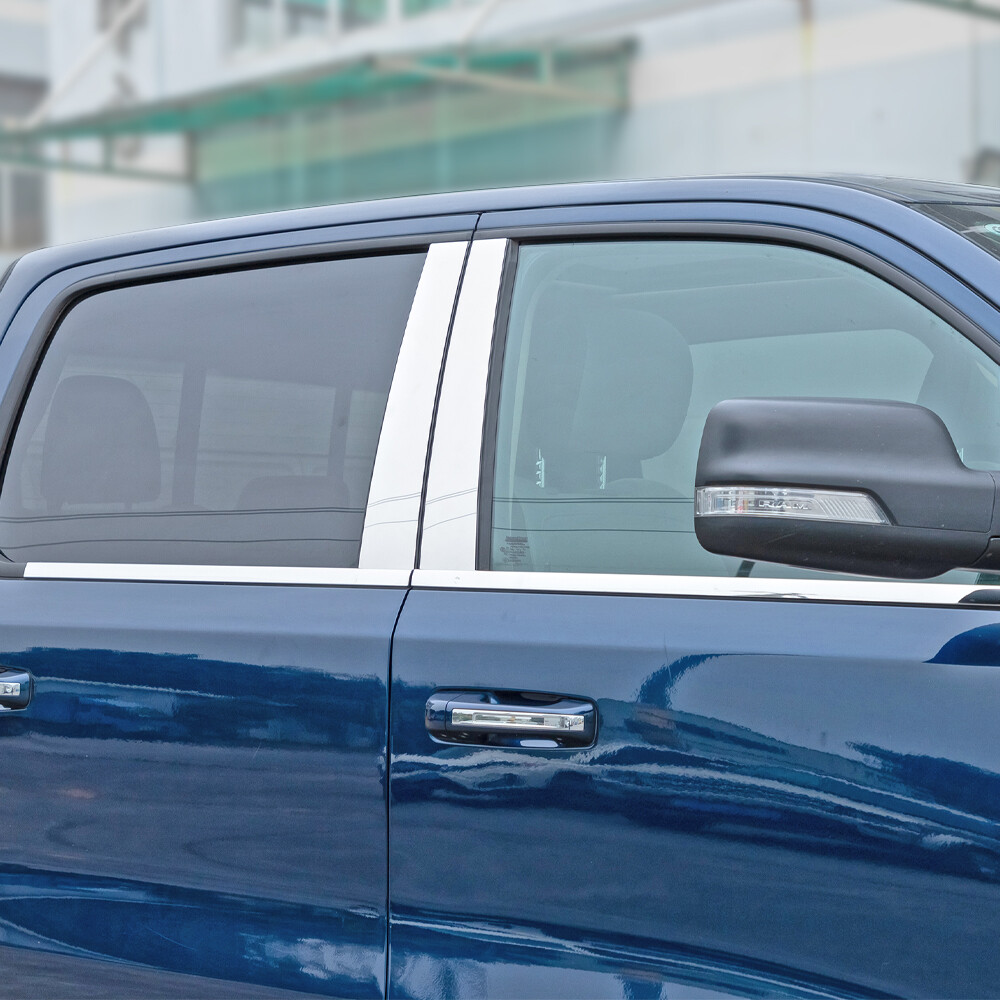 Window Pillar Post Cover Trim for Dodge Ram 1500 Crew 2018+ Chrome Accessories