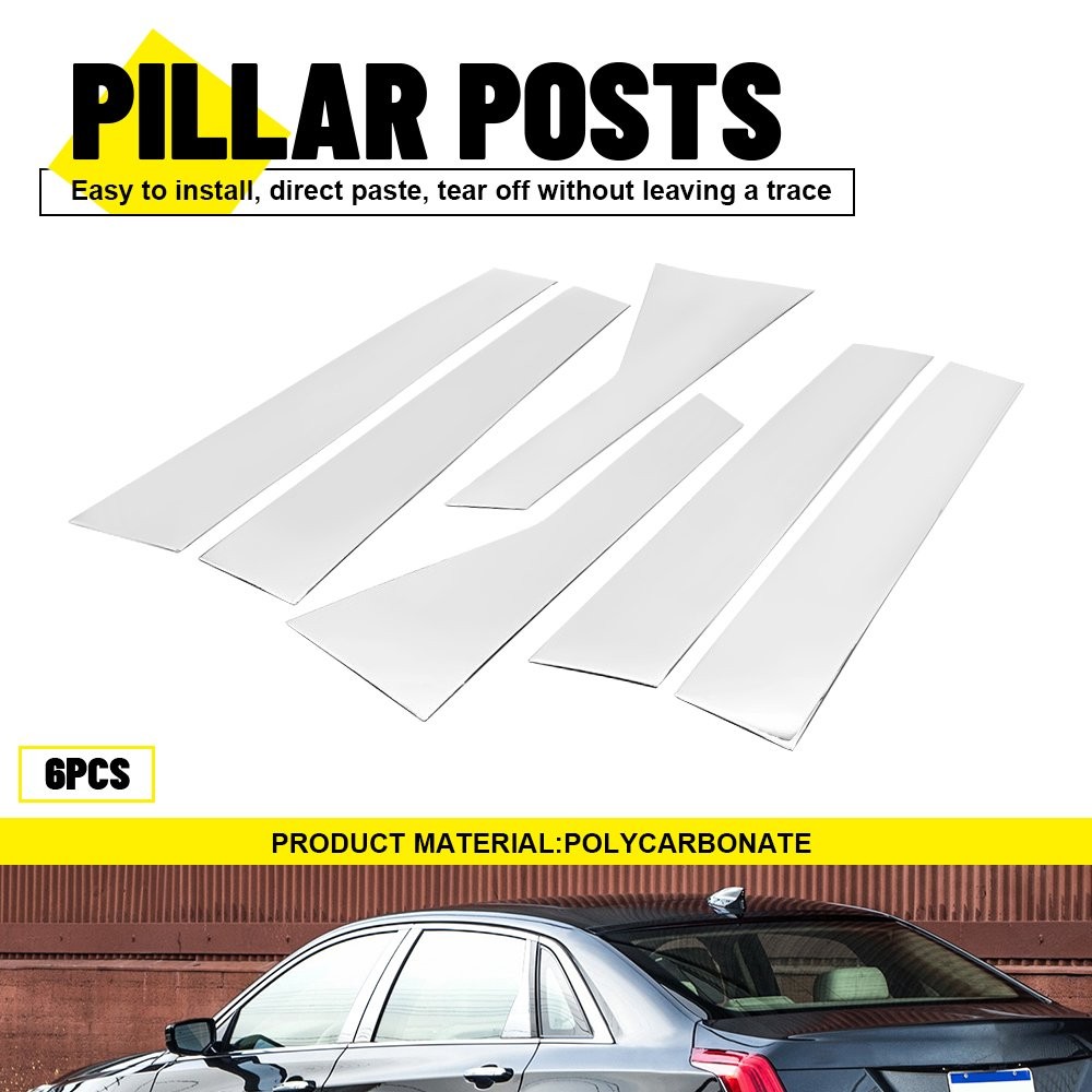 Chrome Pillar Posts for Cadillac CT6 2016-2020 6x Set Door Trim Mirror Cover Kit