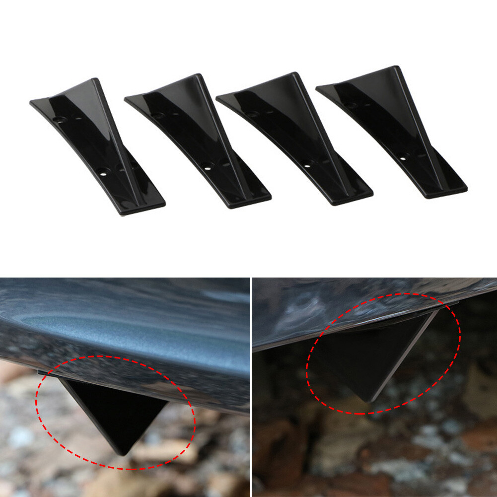 4Pcs Car Rear Bumper Lip Diffuser Fin Trim Bumper Shark Fin Spoiler Universal