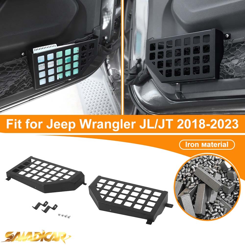 2PCS Front Door Net Pocket America Flag Pattern For Jeep Wrangler JL JLU JT 18+