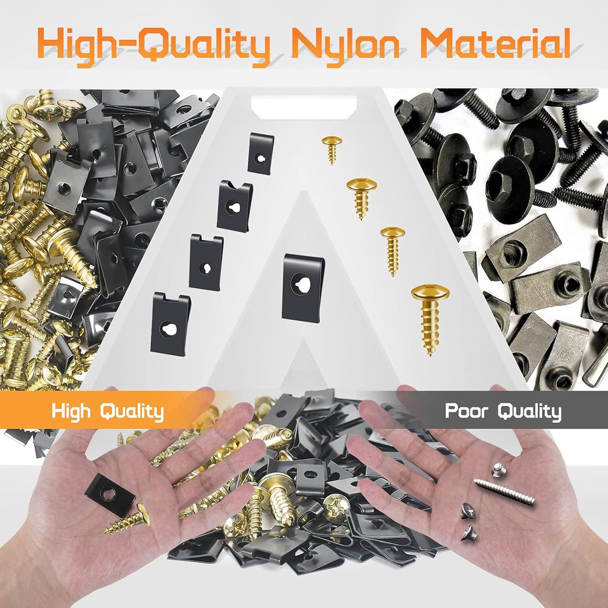 170pcs U Nut Metal Car Screw Body Fender Bumper Retainer Clips Gasket Fastener