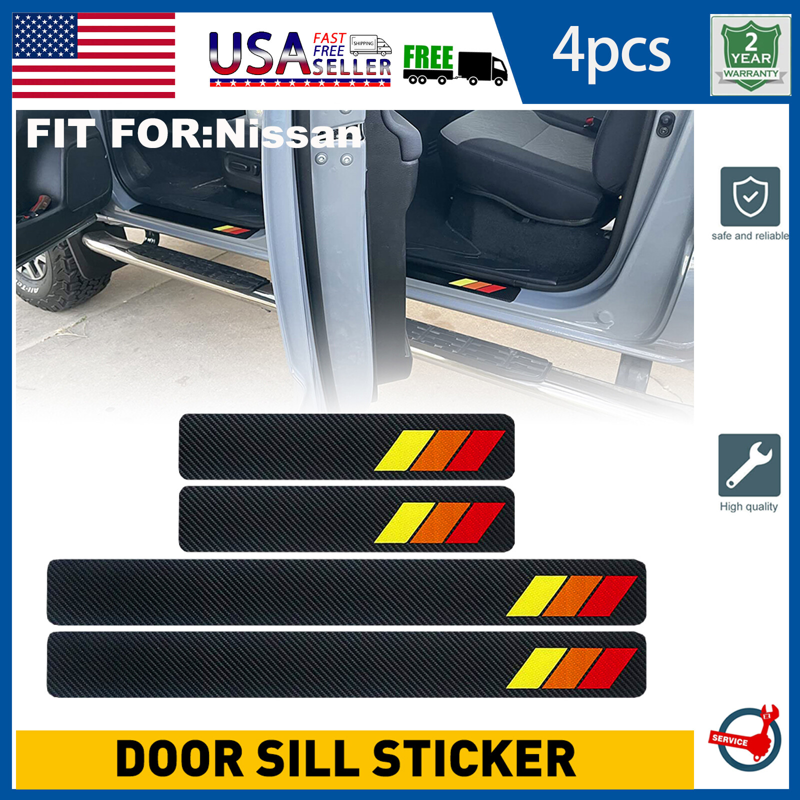For Nissan Car Door Plate Sill Scuff Cover Anti Scratch Decal Sticker Protector