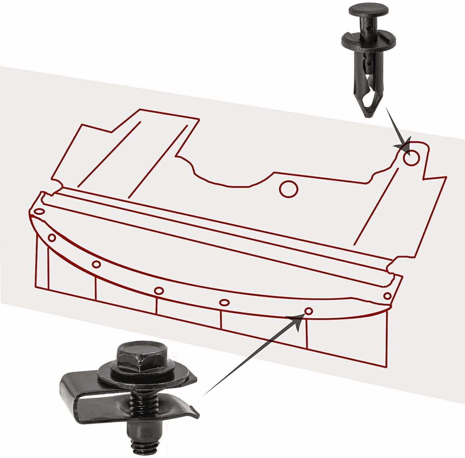 Engine Cover Undertray Splash Shield Guard For Honda Body Bolts & U-Nut Clips M6
