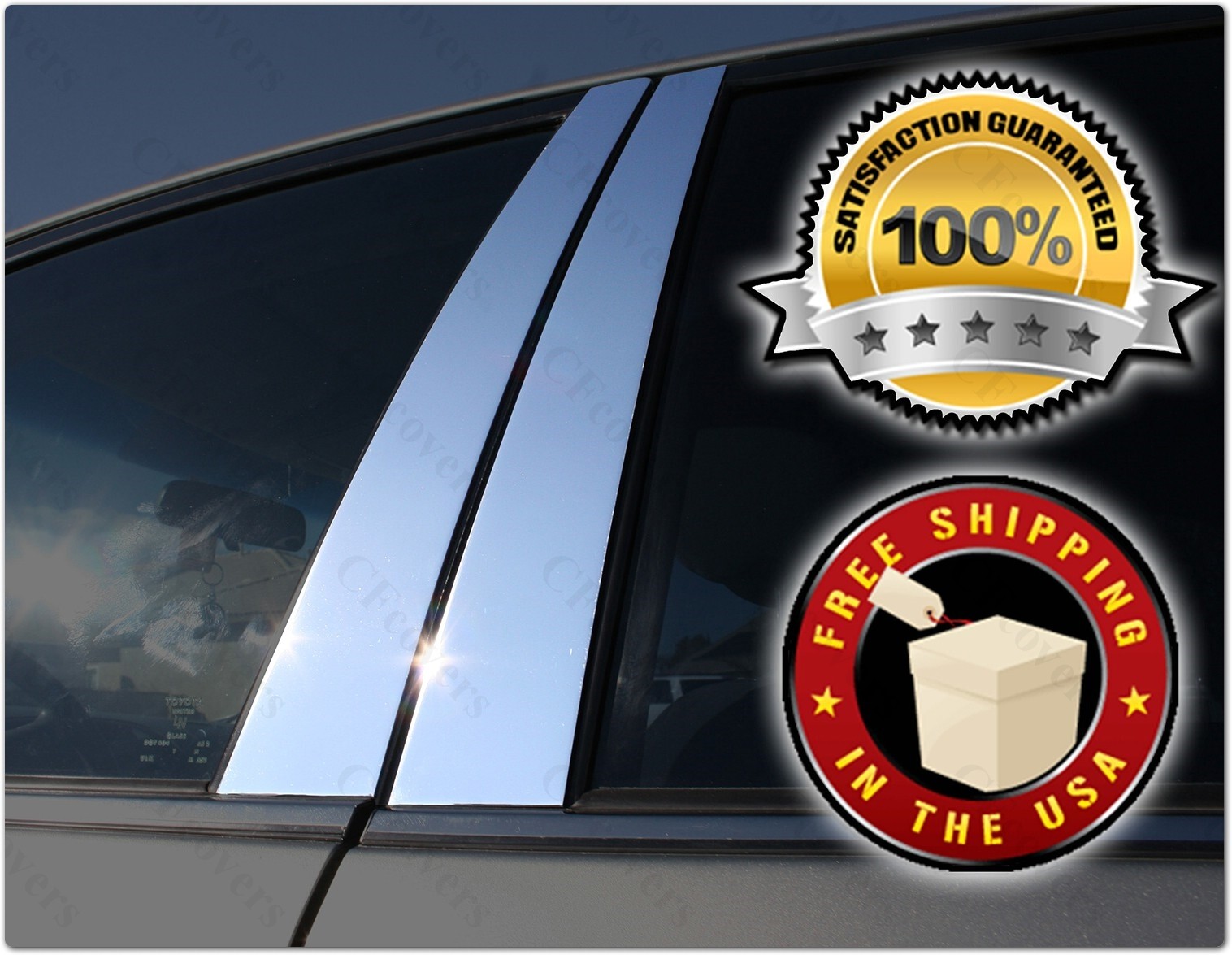 CHROME Pillar Posts for Chevy Malibu 04-07 4pc Set Door Trim Mirrored Cover Kit