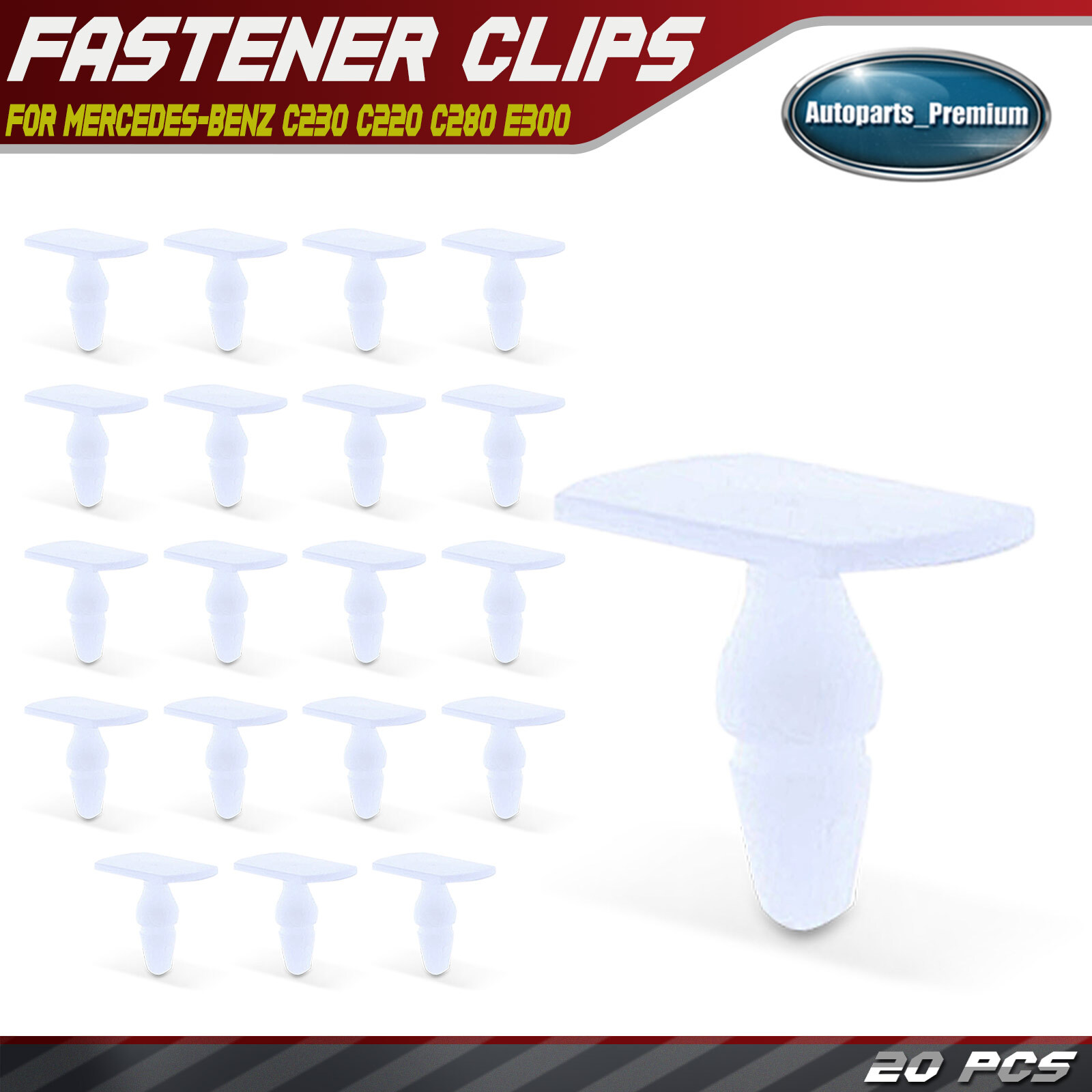 20Pcs 13.3 mm Nylon Scuff Plate Retainer Moulding Clips for Mercedes-Benz C230