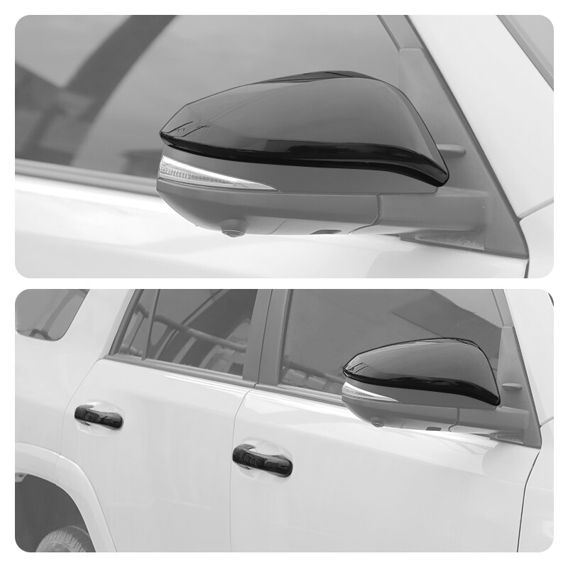 For 17+ 4Runner Shiny Black Door Handles Rearview Mirror Cover Trim Accessories