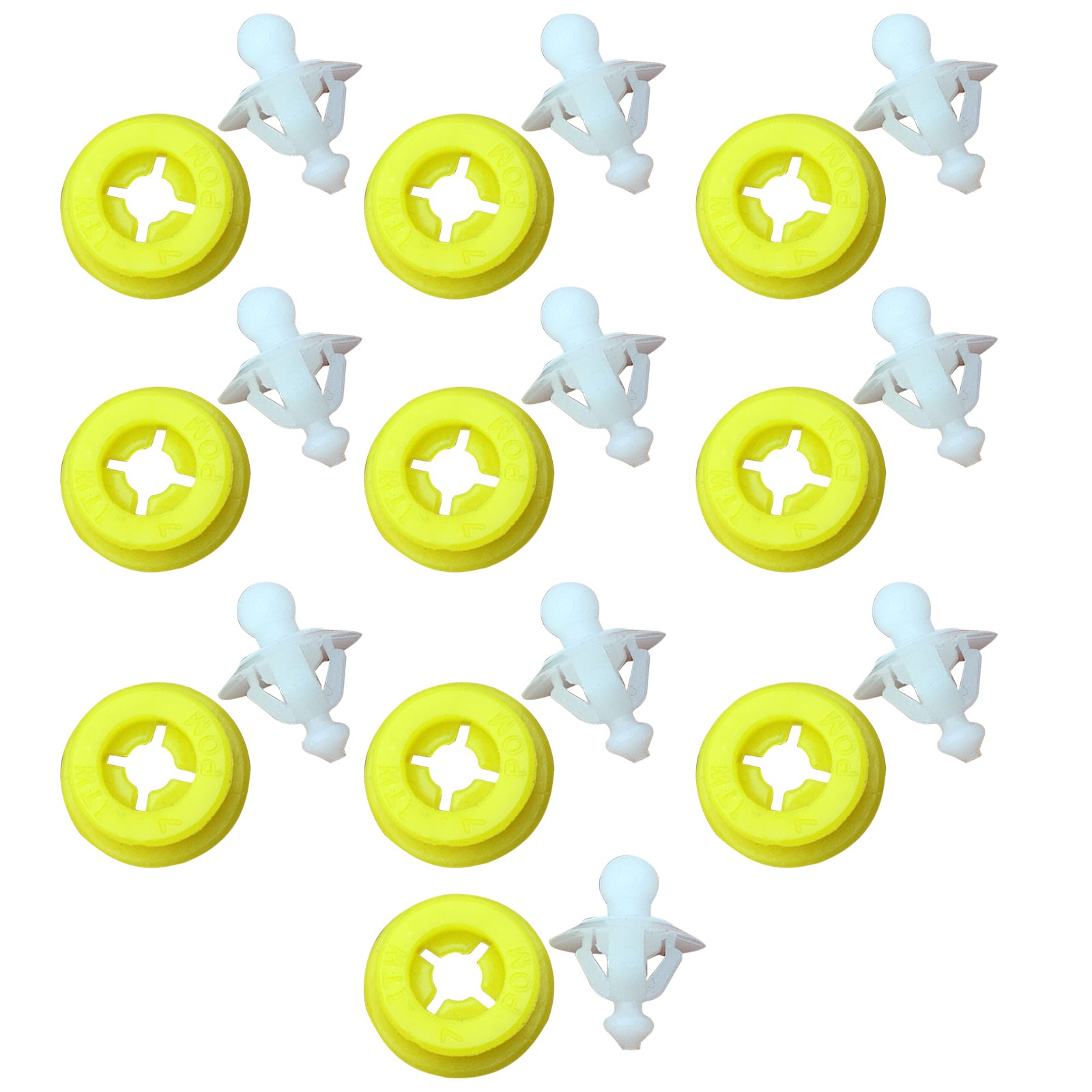 10PCS White+Yellow Fender Liner Retainer Clips Fasteners For Volvo C30 2008-2013
