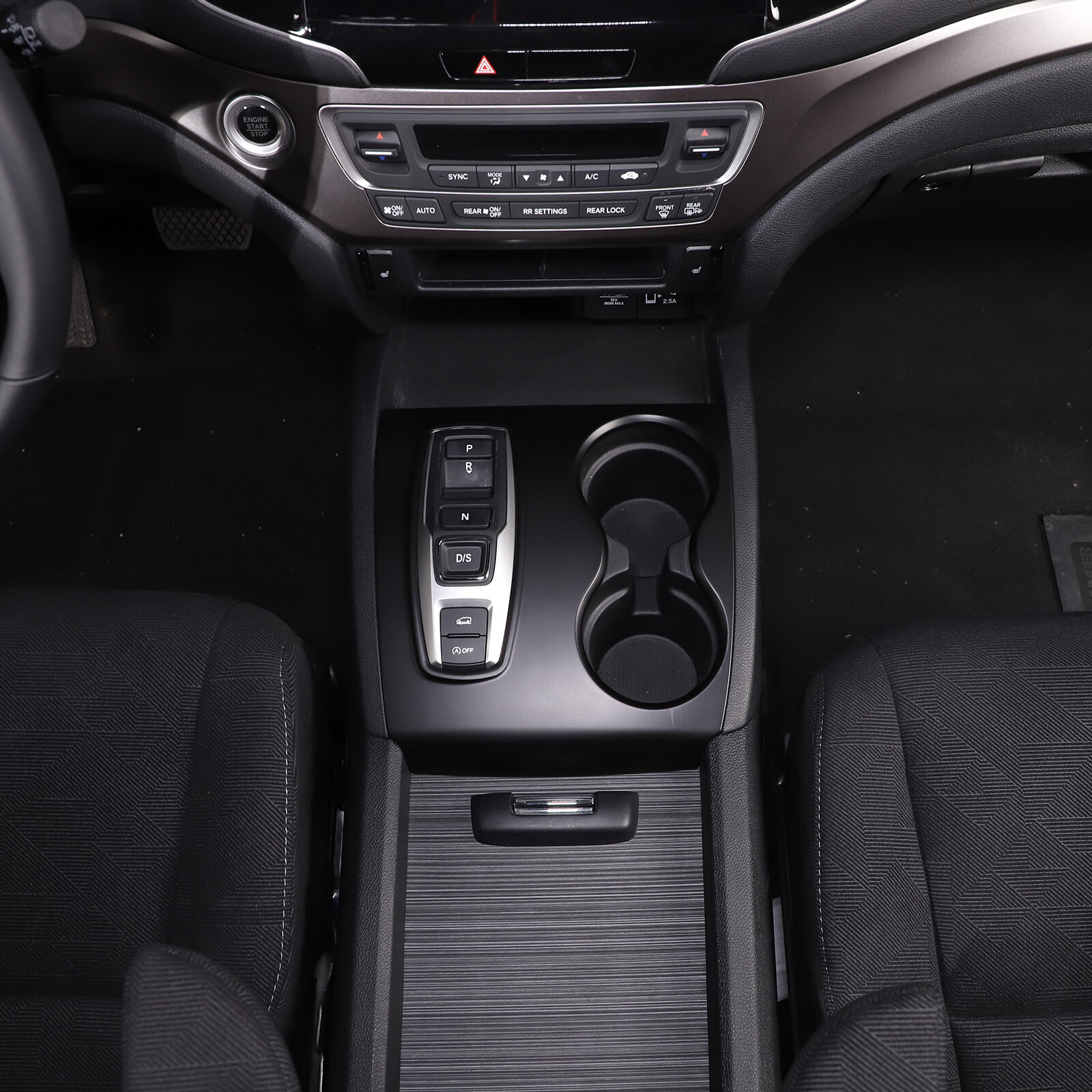 Matt Black Central Gear Shift Panel Cup Holder Cover Fit For Honda Pilot 2016-22