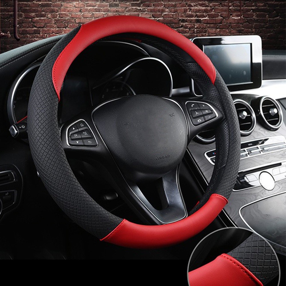 PU Leather Car Steering Wheel Cover Protector Universal For Most Auto SUV 15″