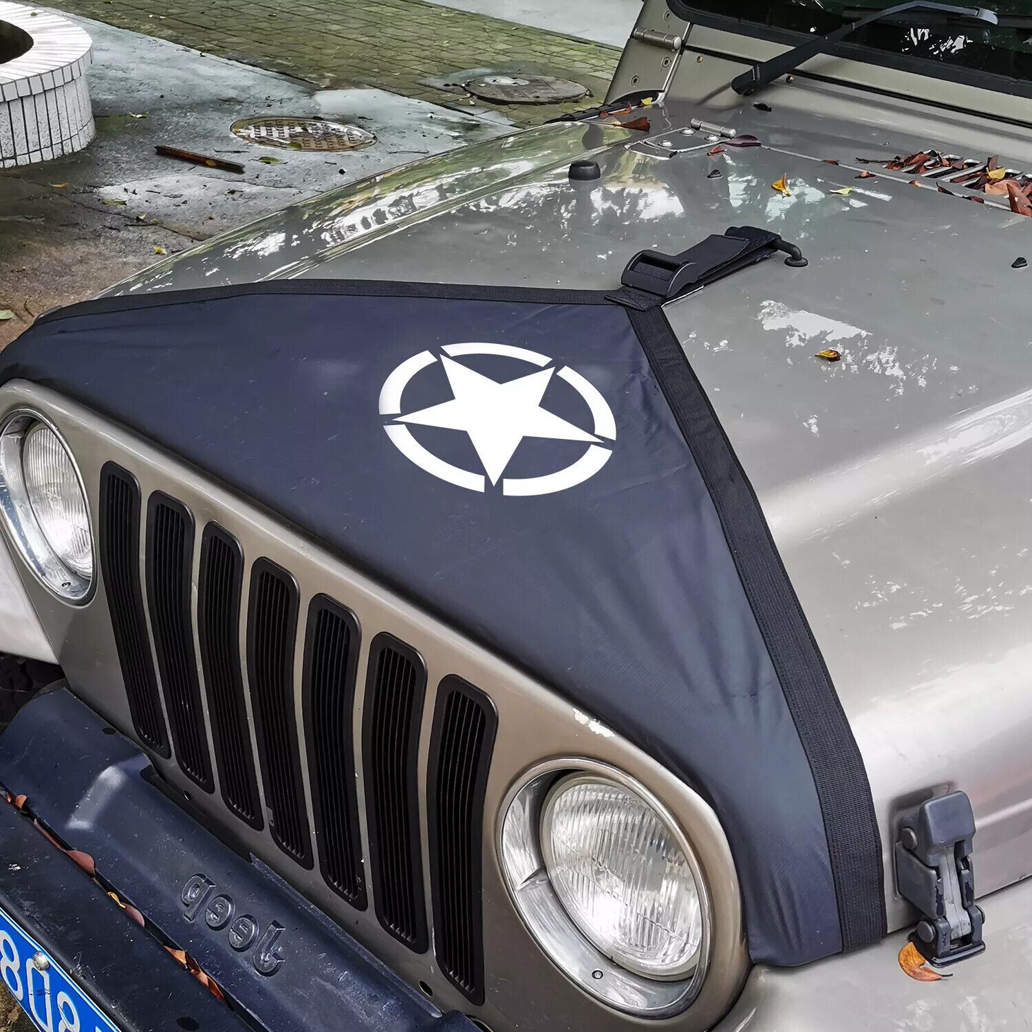 Star Engine Hood Bra Cover T-Style Sunproof Protector For Jeep Wrangler TJ 97-06