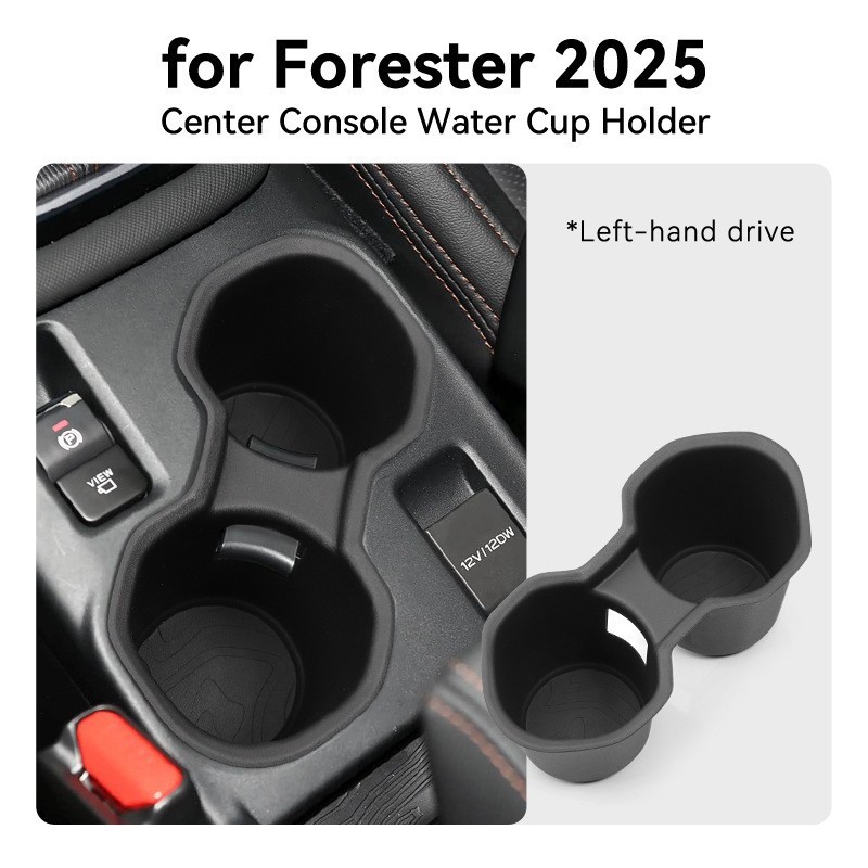 25 Center Console Cup Holder TPE Anti Slip Easy Clean Black Left Right