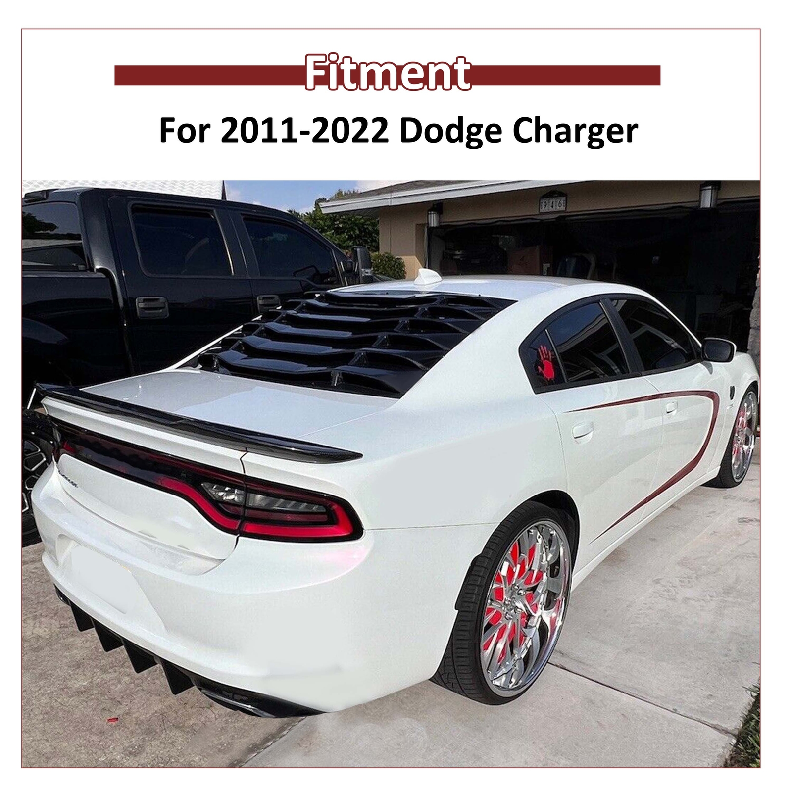Rear Window Windshield Louver Cover Sun Shade Vent For Dodge Charger 2011-2023
