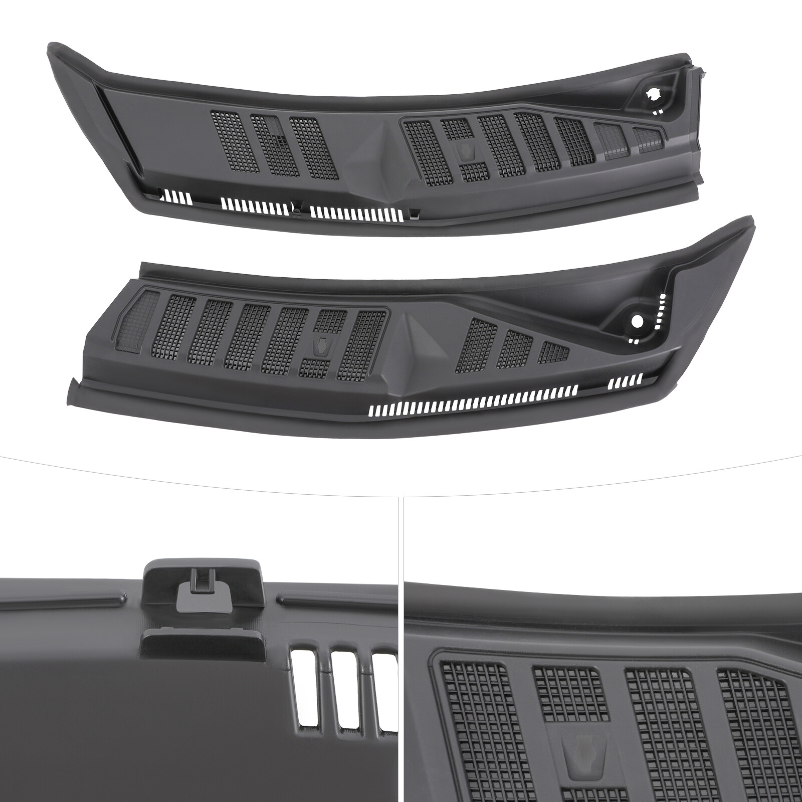 Windshield Wiper Cowl Grille for Ford F-150 2015-2020 Black Plastic Rubber