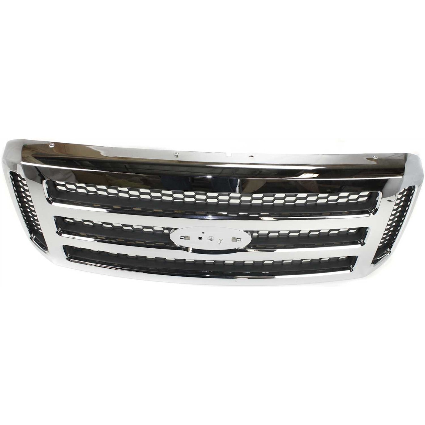 Grille Assembly For 2005-07 Ford F-250 F-350 Super Duty Chrome Shell/Gray Insert