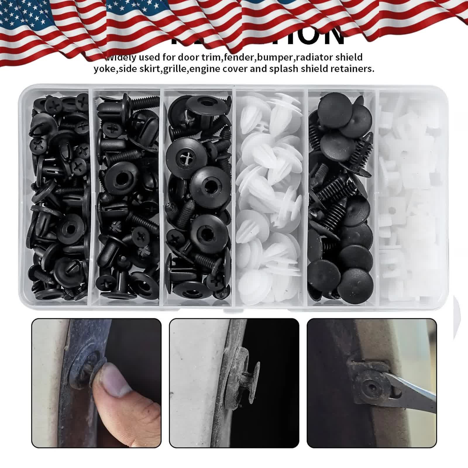 105Pcs Car Retainer Clips Bumper Rivet Retainer Trim Molding Push Pin Clips Set