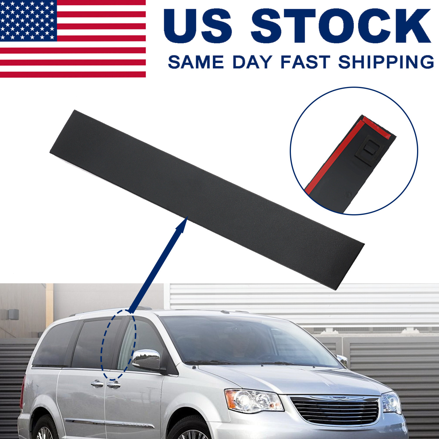 Front Right Door B Pillar Molding Trim RH Side for Town & Country Grand Caravan