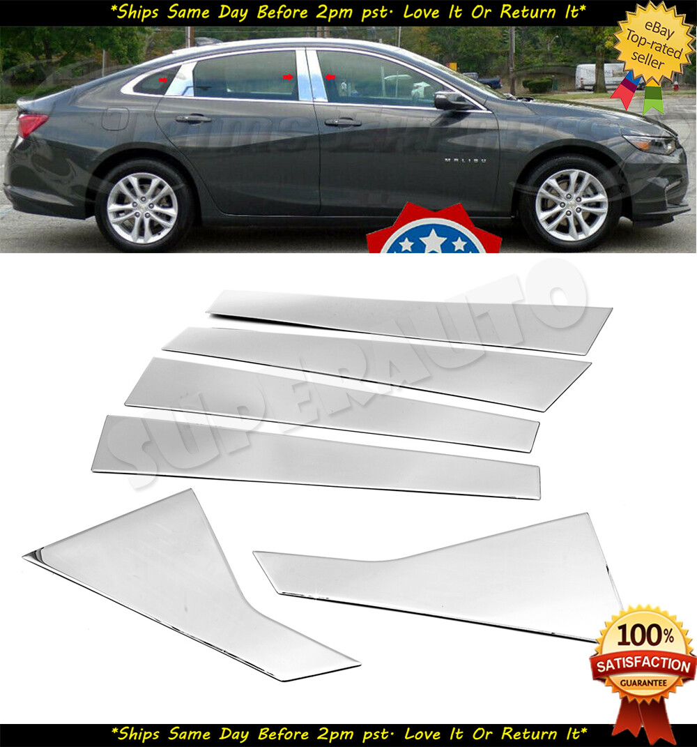 Fits 2016-2020 Chevrolet Malibu 6pcs Door Pillar+Handle Cover Overlays w/ 4 SMK