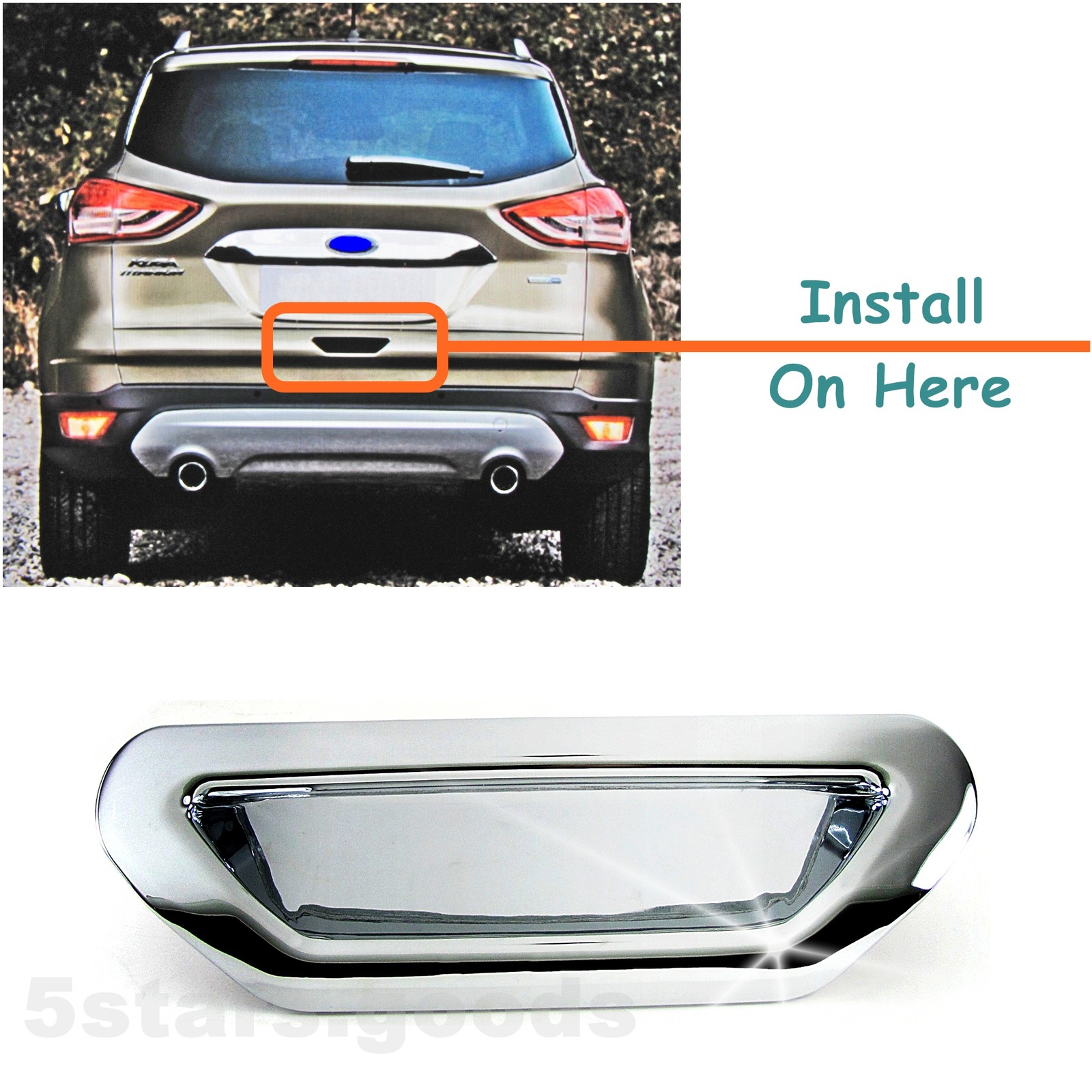 Chrome Rear Trunk Door Handle Bowl Cover Trim For 2013-2019 Ford Escape SUV