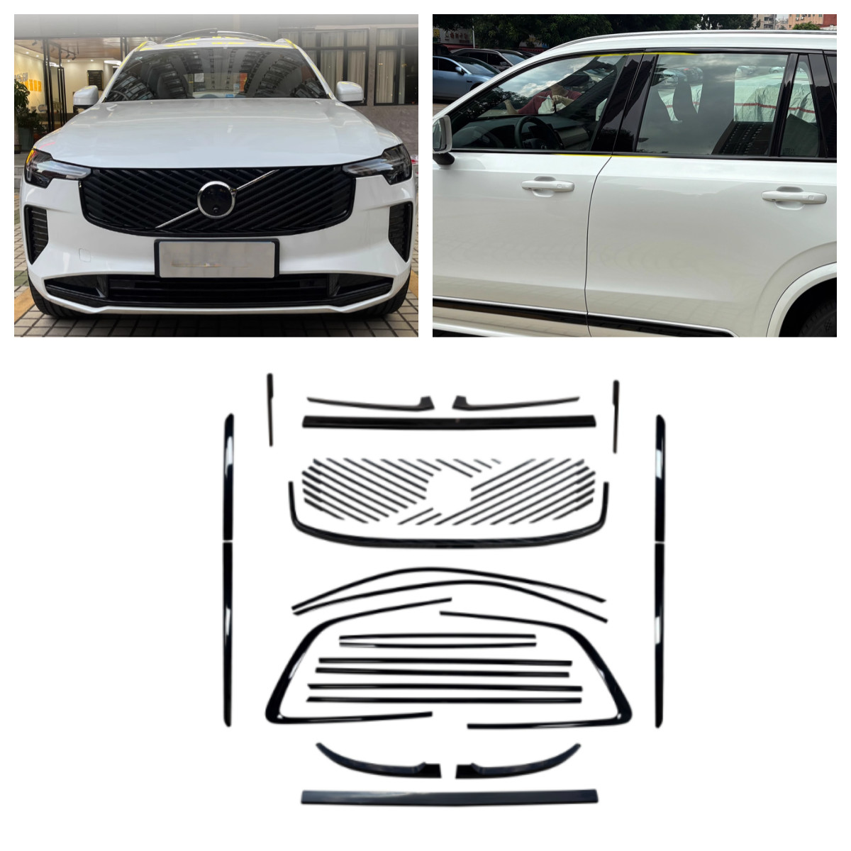 Fits 2025-2026 Volvo XC90 Car Body Glossy Black Stainless Steel And ABS Kit Trim