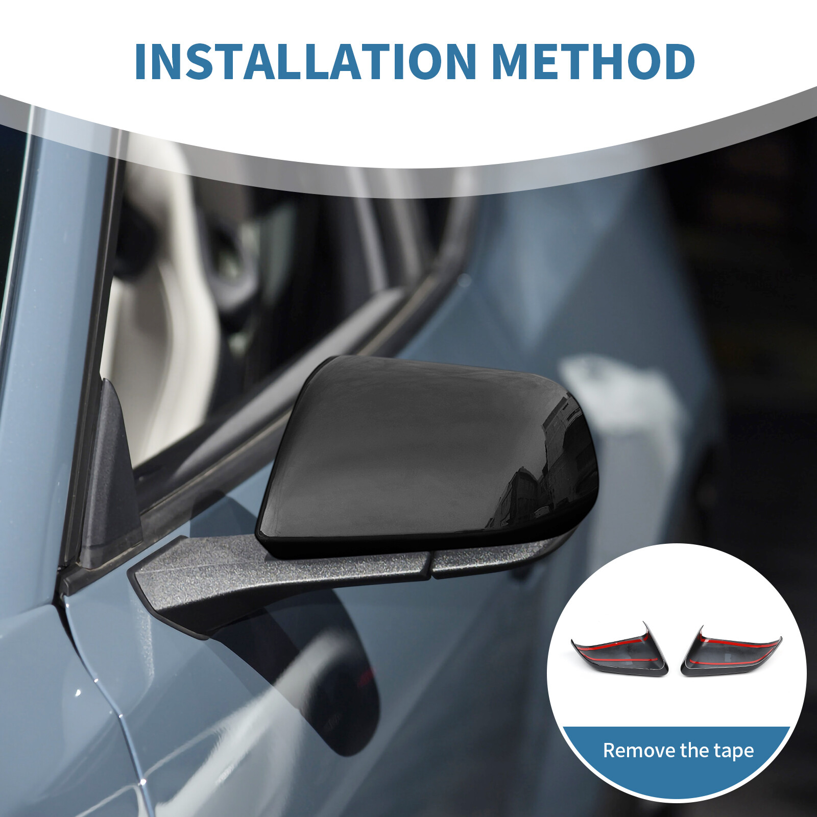 For 2015 2016 2017 2018-2022 Ford Mustang Black Rearview Side Mirror Cover Caps
