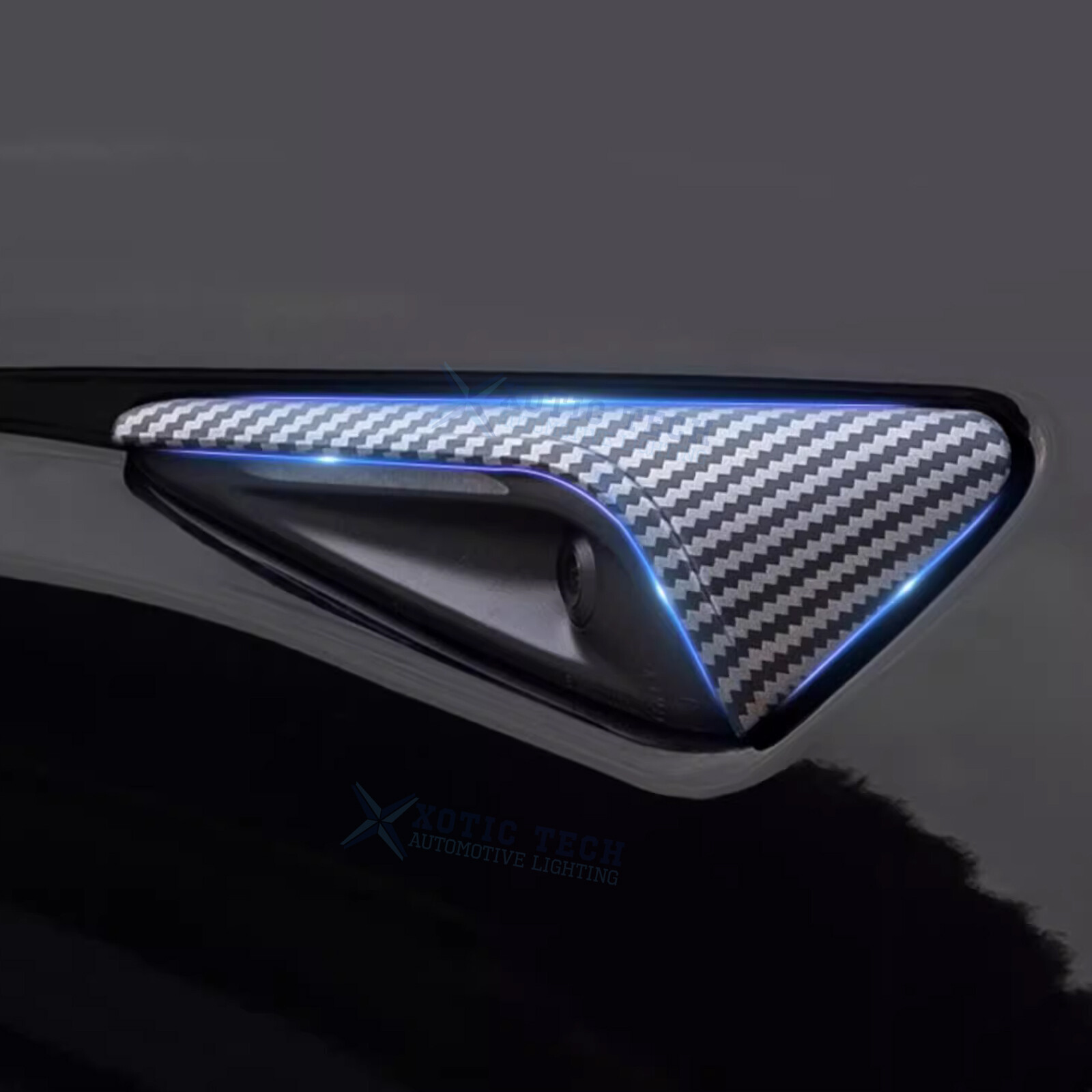 For Tesla 2024 HW4.0 Side Fender Camera Half Cover Matte Carbon Fiber Body Trim