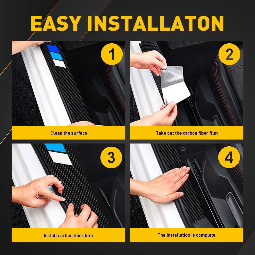 Fits For Toyota 4PCS Car Sill Door Plate Protector Scuff Entry Guard Blue Cover