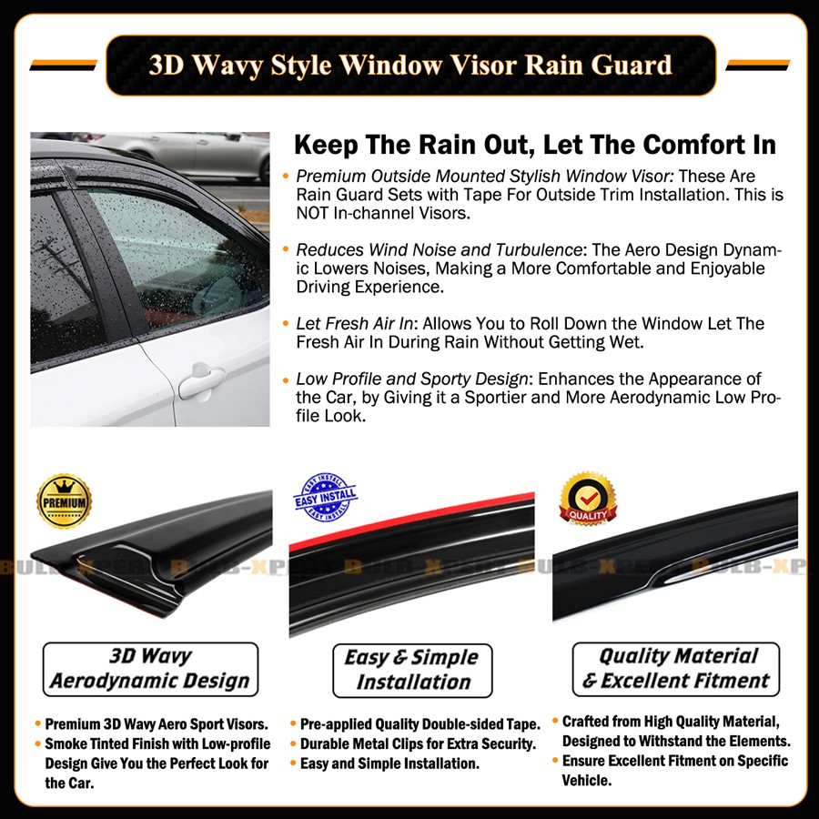For 2023-2026 Toyota Prius XW60 JDM M Style Window Visor Rain Guards Deflector