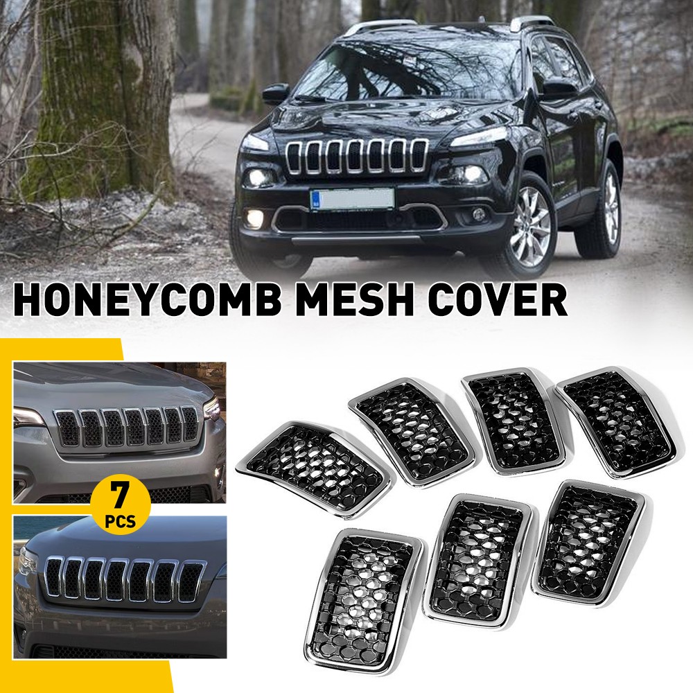 Front Chrome Mesh Grille Honeycomb Insert trim Fit Cherokee Grand Jeep 2019-2022