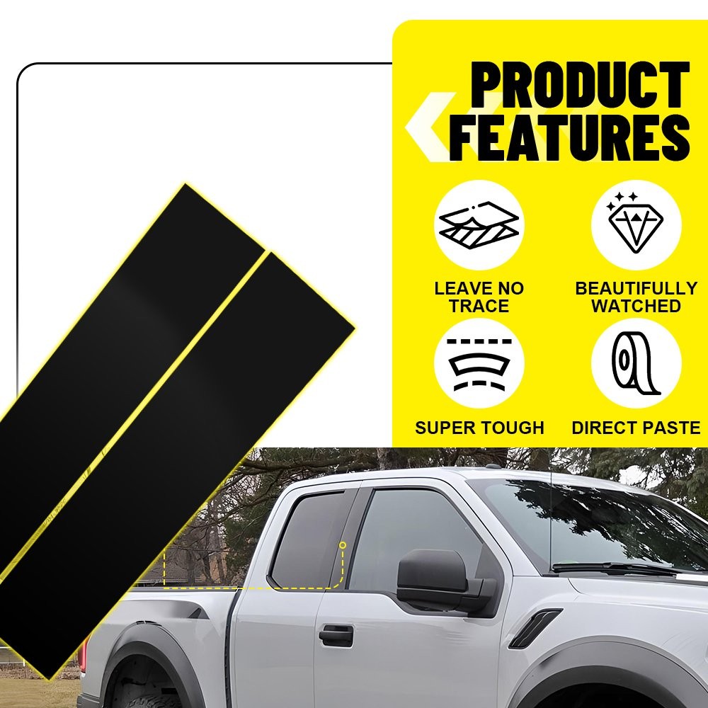 4x Window Pillar Posts Trim For 15-2021 Ford F-150 with Keypad Accessories Black