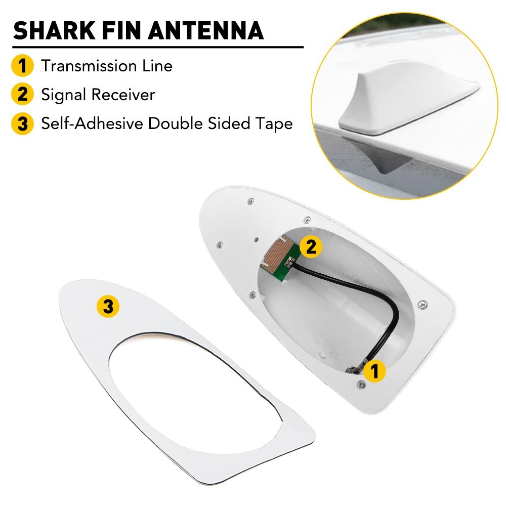 Universal Shark Fin Antenna Cover Car Trim Signal Radio AM/FM Aerial White New