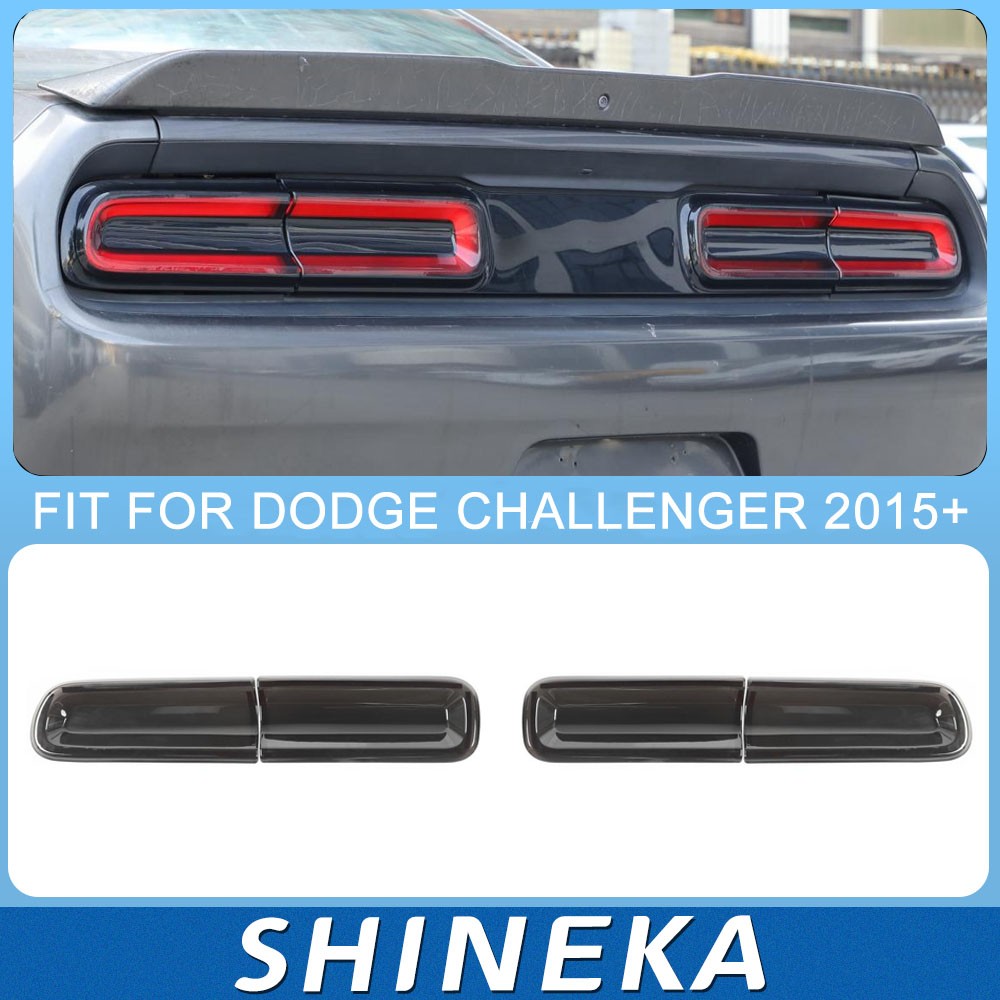 Smoked Tail Light Covers Rear Light Guards Trim for Dodge Challenger 2015-2023