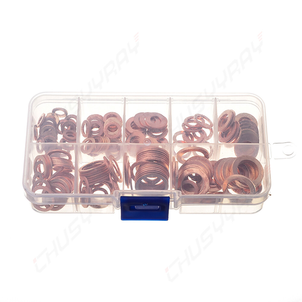 Universal Engine Oil Drain Plug Seal Washers O-Ring Copper Gasket 200Pcs/Set