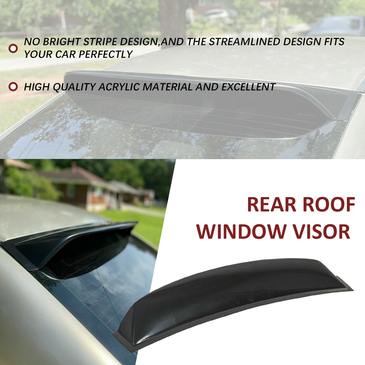 Rear Window Roof Vent Visor Spoiler Wing For 2006-2015 Honda Civic 4DR Sedan ABS