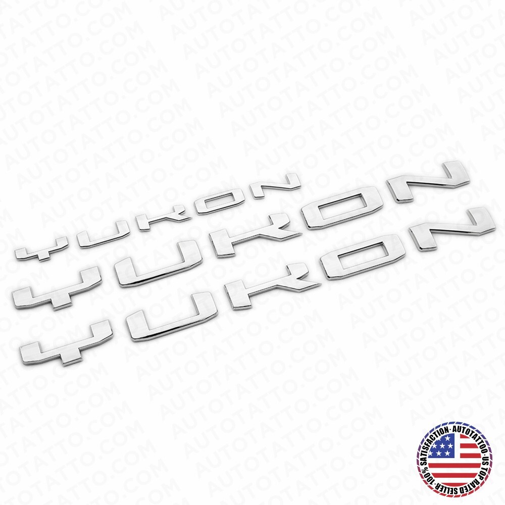 2021+ 3pcs Set GMC Yukon Nameplate Logo Letter Badge Emblem Chrome AT4 XL Sport