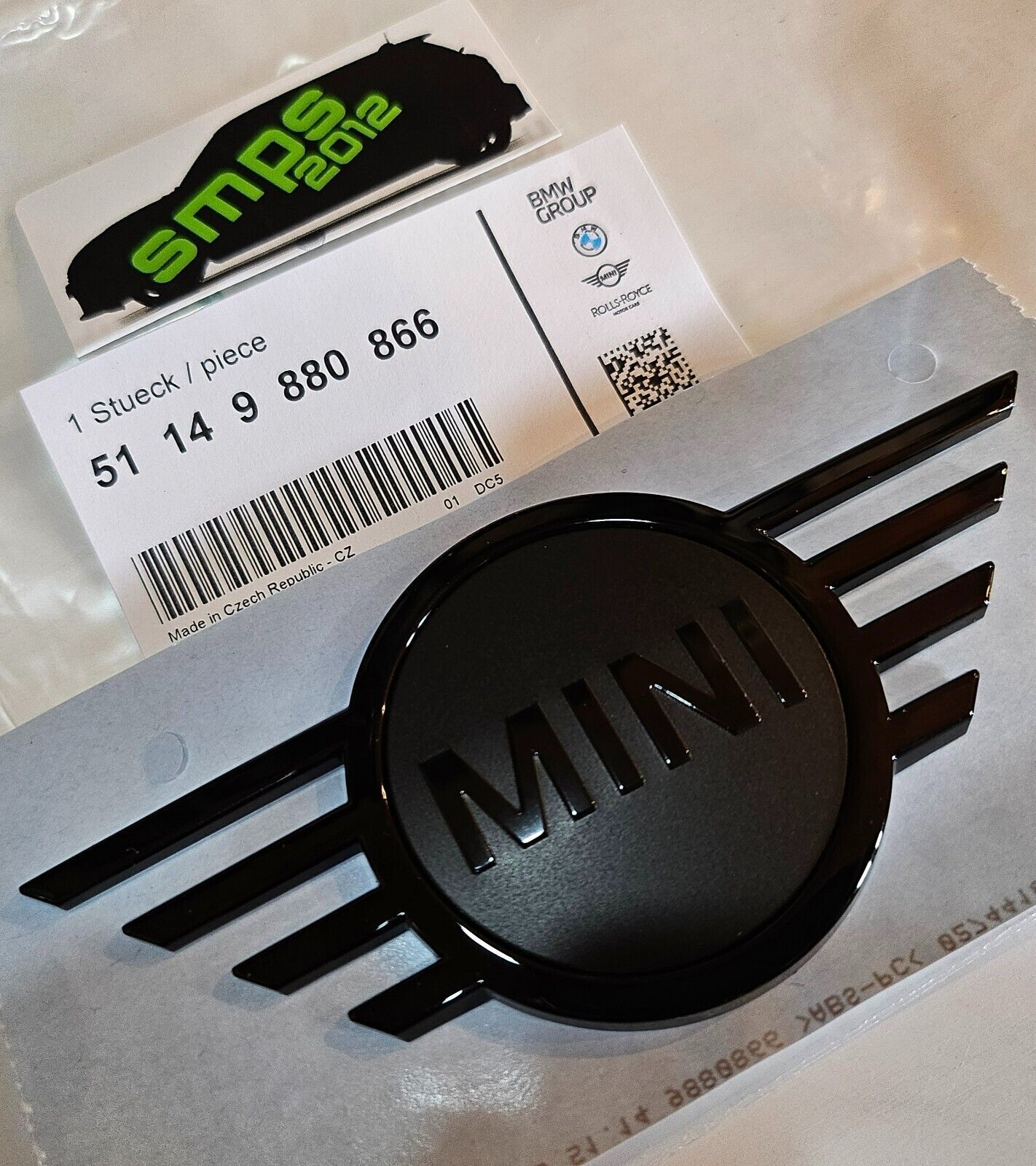 Genuine MINI Piano Black Front & Rear Badge Emblem Plaque F56 51149880863 / 866