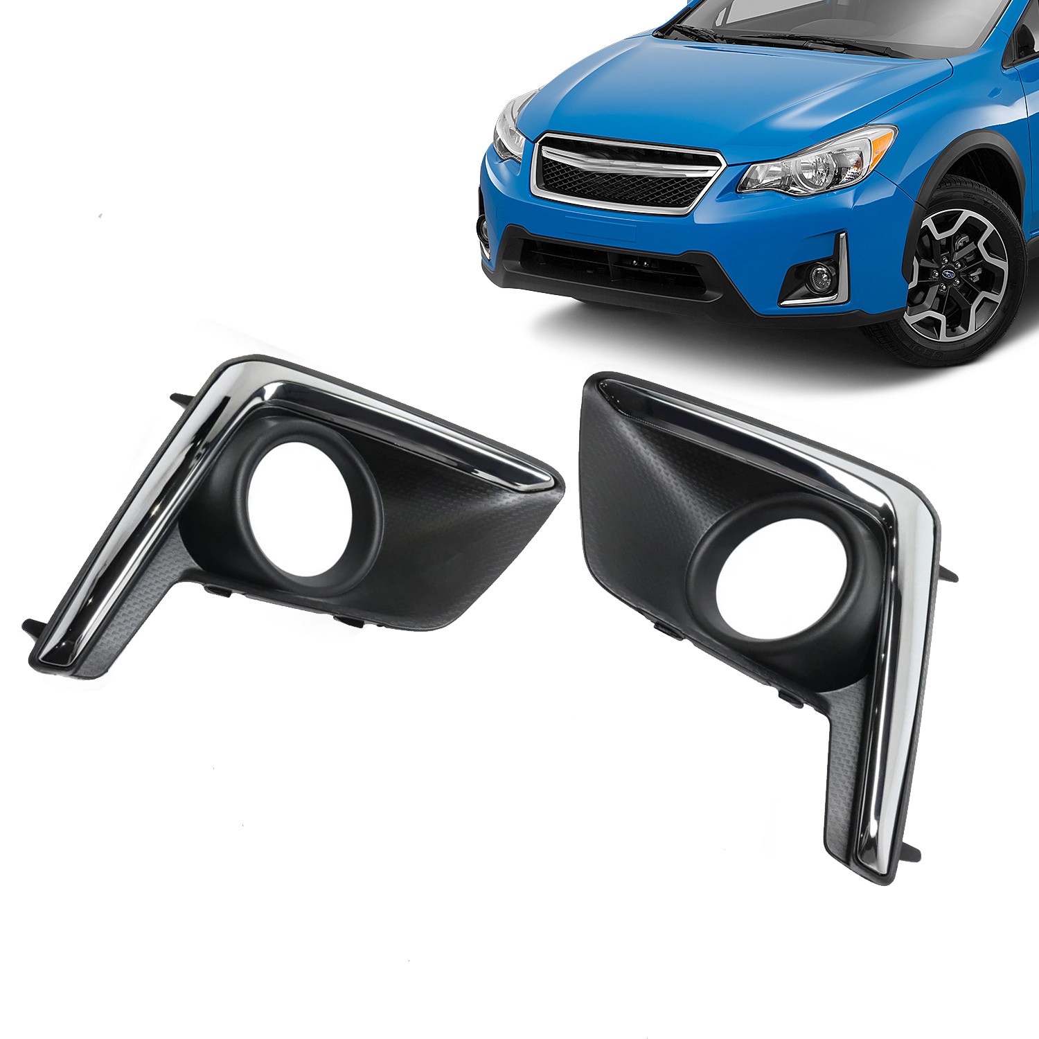 Fog Light Trim Set For 2016-17 Subaru Crosstrek Left & Right Textured Black 2Pc