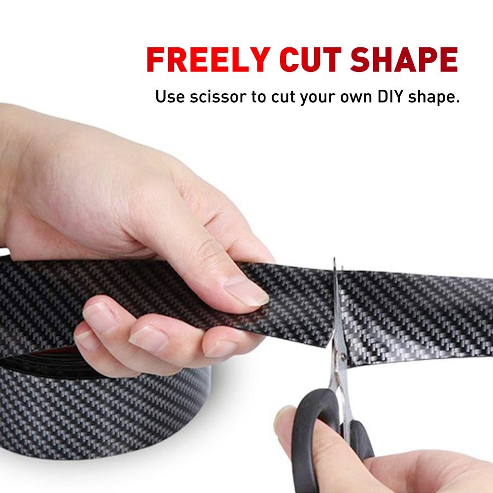 Red Car Door Protector Sill Scuff Cover Sticker Anti-scratch Carbon Fiber Strip