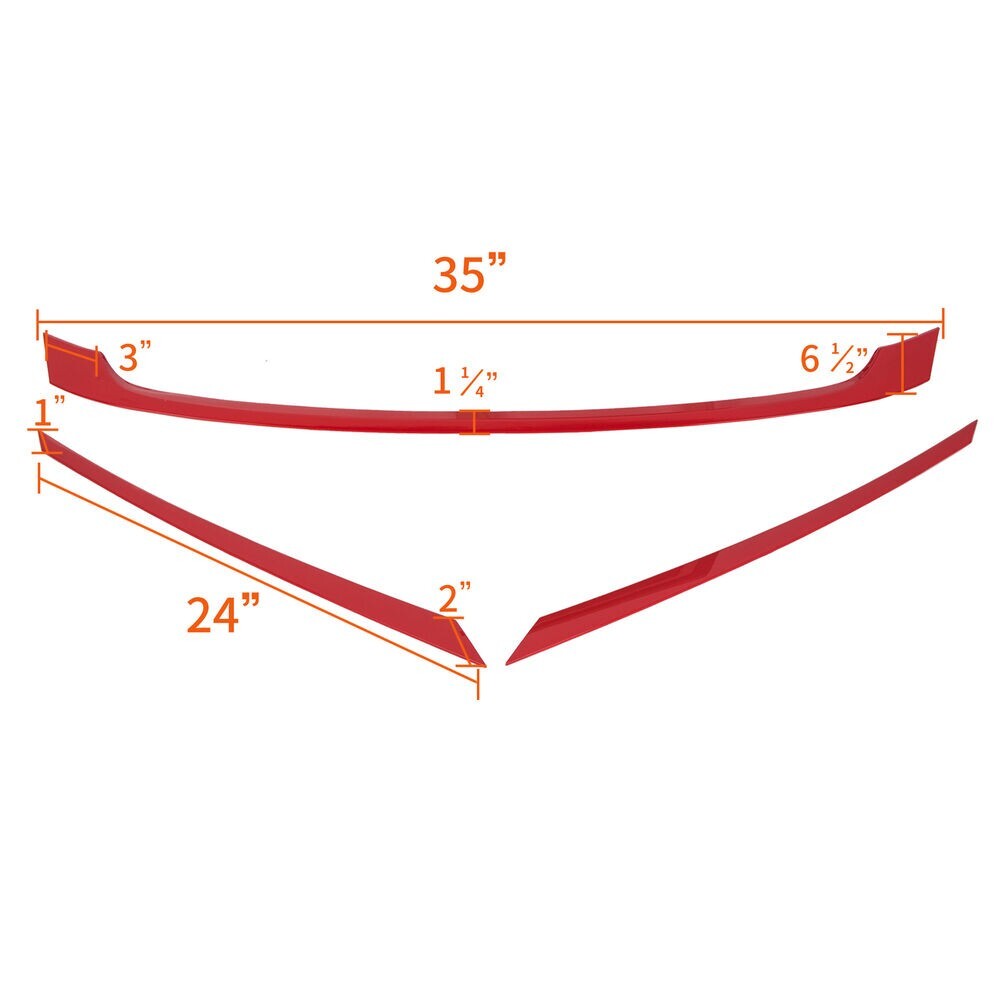 FOR 2016-2021 HONDA CIVIC JDM GLOSSY RED ABS FRONT GRILL TRIM COVER GARNISH- 3PC